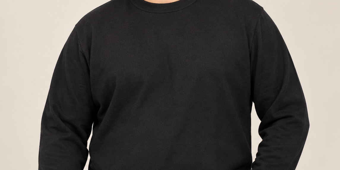 M&S Men’s Black Crew Neck Sweatshirt in UK Size 2XL. A classic plain long-sleeve jumper with a comfortable fit, ideal for casual everyday wear.
