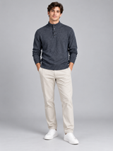 M&S Men Charcoal Grey Button-Neck Knitted Jumper