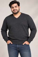 M&S Men Charcoal Grey V-Neck Jumper