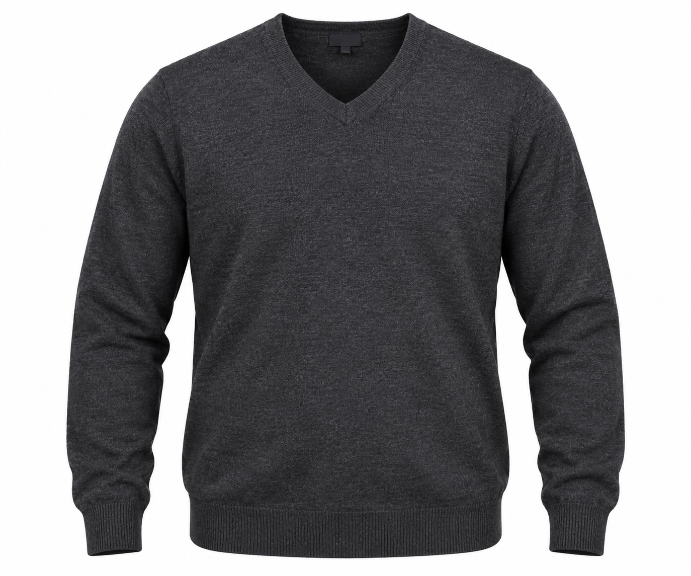 M&S men’s charcoal grey V-neck jumper in UK Size 4XL. Classic long-sleeve knit design with ribbed cuffs and hem, ideal for smart-casual and everyday wear.