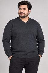 M&S Men Charcoal V-Neck Knit Jumper