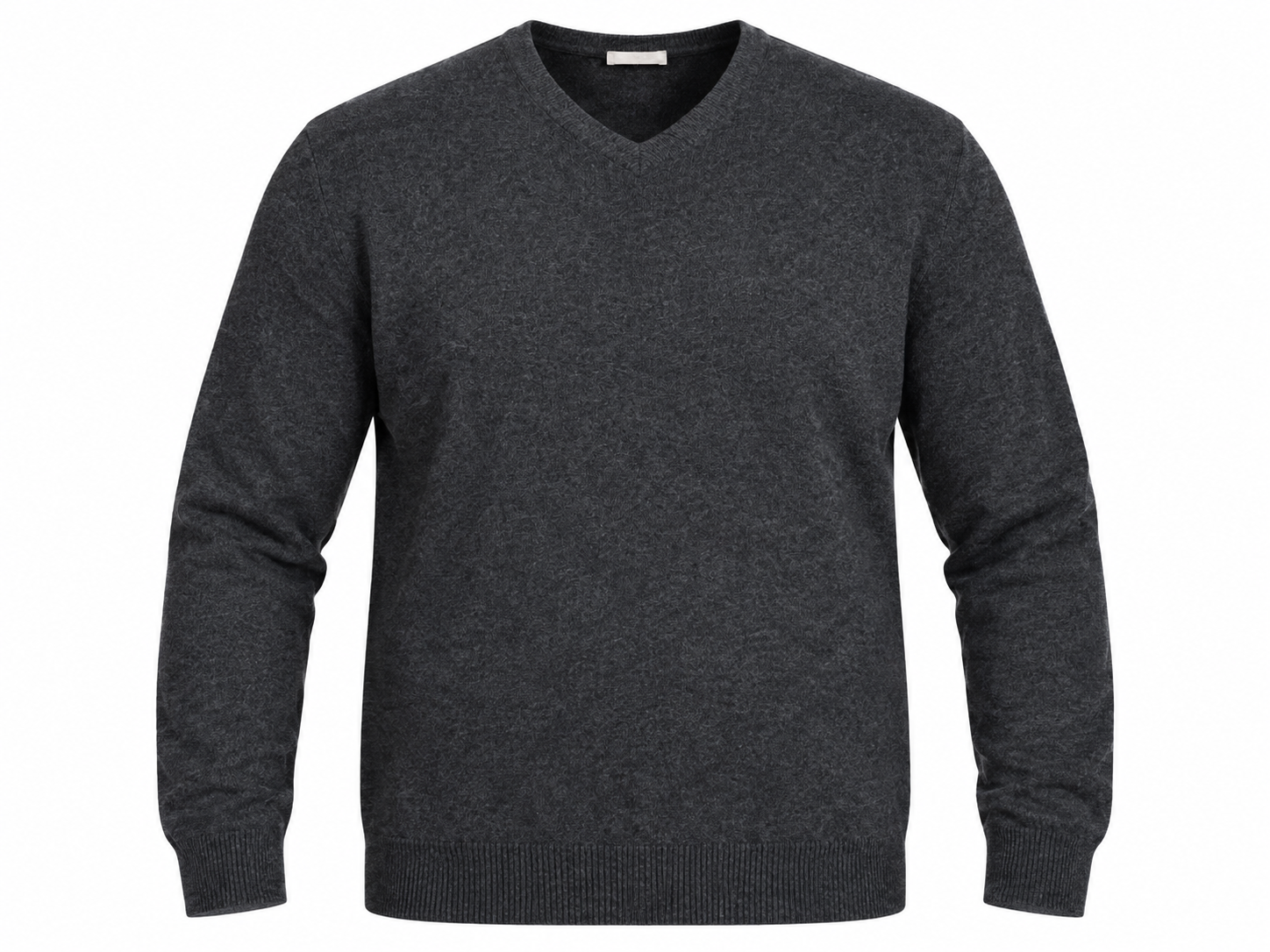 original M&S men’s charcoal V-neck knit jumper in UK Size 3XL. A comfortable plus-size sweater ideal for casual and smart winter wear.