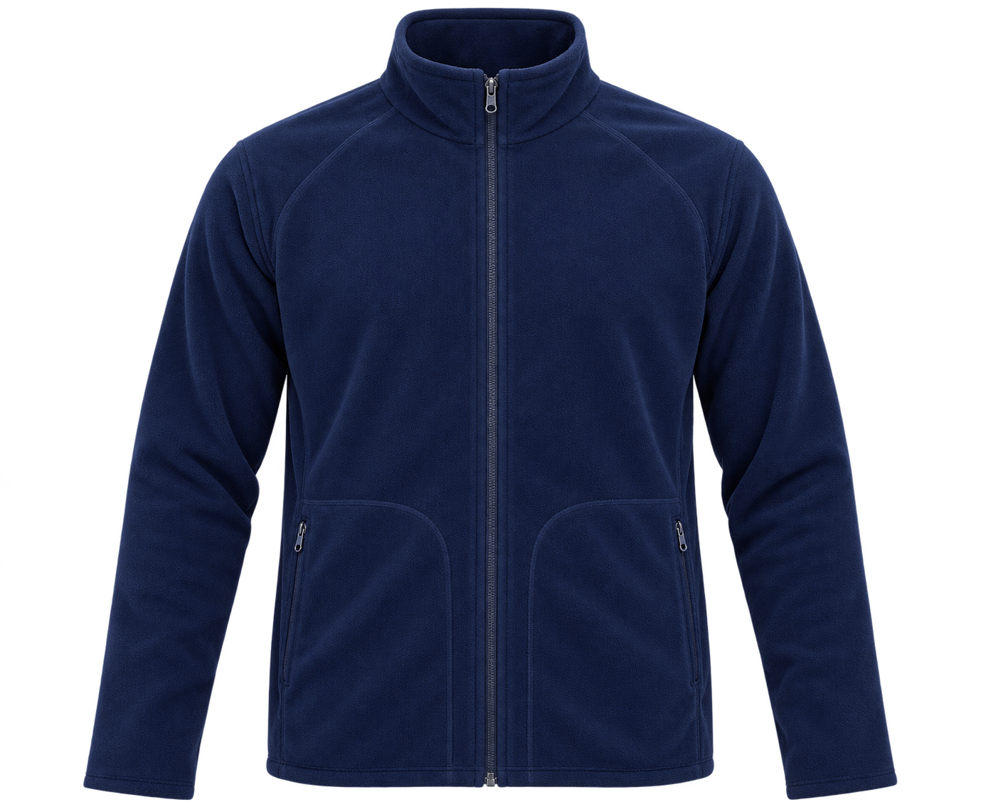  M&S men’s navy blue full-zip fleece jacket in UK Size XL. Warm, comfortable and versatile with a high collar and practical zipped pockets.
