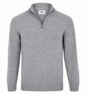  M&S Men's Grey Quarter Zip Knit Sweater featuring a soft knit fabric, quarter-zip mock neck, and classic grey marl design. Perfect for casual, office, and winter wear with premium comfort and timeless style.