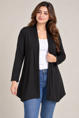 M&S Women Black Open Front Longline Cardigan