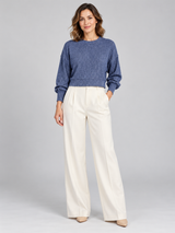 M&S Women Blue Marl Cropped Jumper