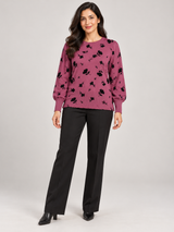 M&S Women Mauve Floral Knit Jumper
