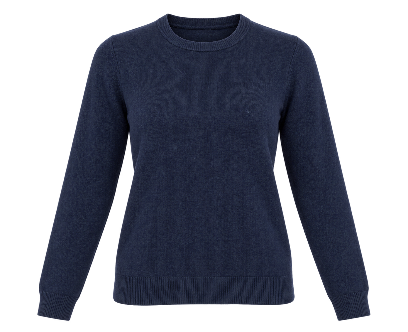 M&S Women’s Navy Blue Crew Neck Jumper in UK Size S. A classic long-sleeve knitted sweater ideal for casual, work and everyday styling.