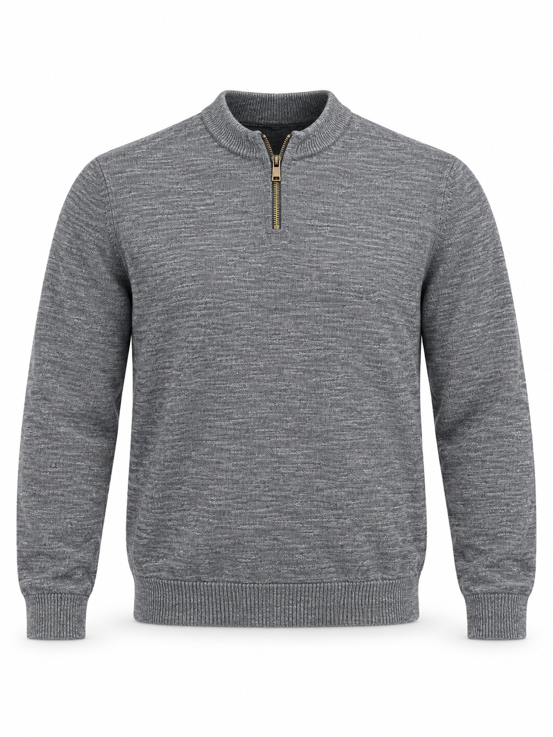  M&S women’s grey marl quarter-zip jumper in UK XL, featuring long sleeves, a ribbed collar and gold-tone zip for easy everyday styling.