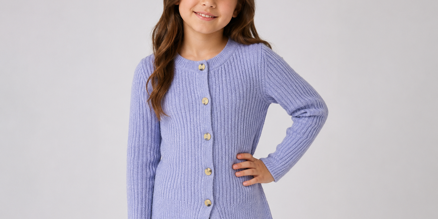 M&S Women’s Lavender Ribbed Knit Cardigan in UK XS. Featuring 6 gold-tone buttons, long sleeves and stylish ribbed knit texture. Perfect for layering.