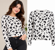 M&S Women's Black & White Animal Print Cropped Cardigan in UK Size 14. Stylish round neck, button front and trendy cropped fit for everyday wear.
