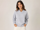 M&S Womens Light Grey V-Neck Knit Jumper Sweater