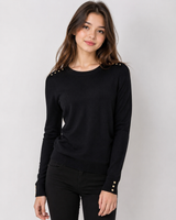 Mademoiselle Black Studded Knit Sweater
