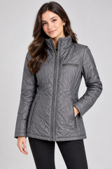 MAINE Women Grey Quilted Puffer Jacket