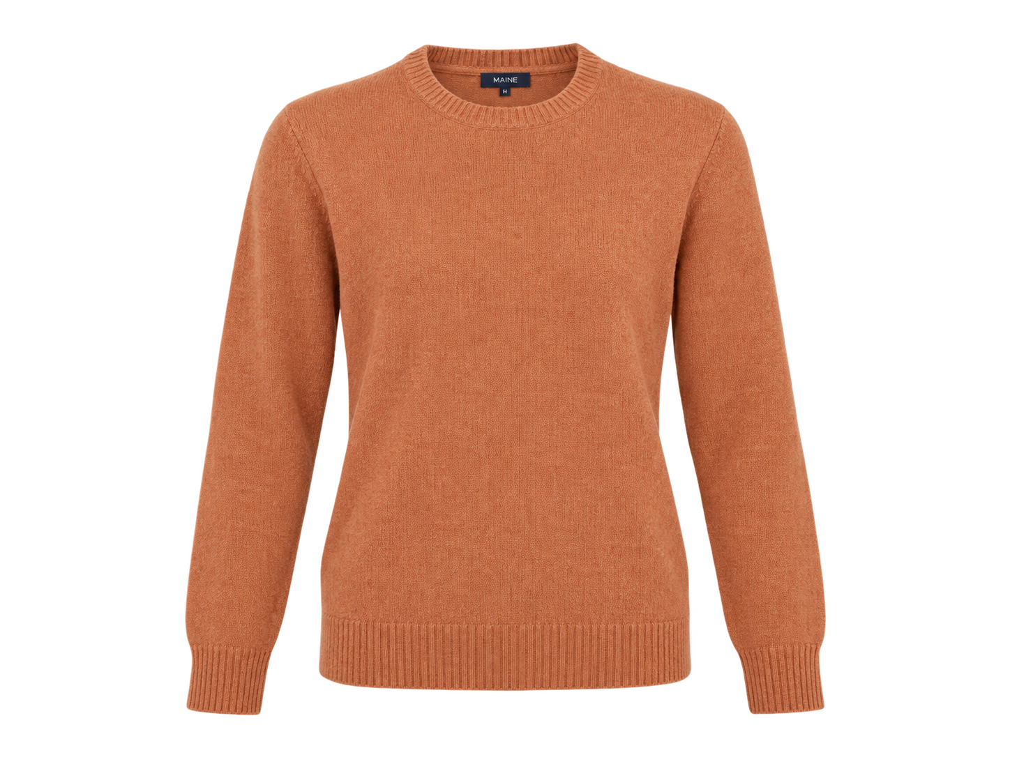  MAINE women’s rust orange knitted jumper in UK size M. Classic crew neck design with long sleeves and ribbed cuffs and hem, perfect for casual everyday styling.