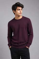 MALNE Men's Burgundy Crew Neck Jumper