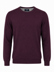 MALNE Men's Burgundy Crew Neck Jumper in UK Size L. Classic long-sleeve knit sweater with ribbed trims, perfect for casual and smart-casual winter outfits.