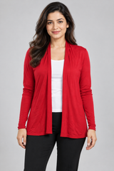 MANGO Women Red Open-Front Knit Cardigan