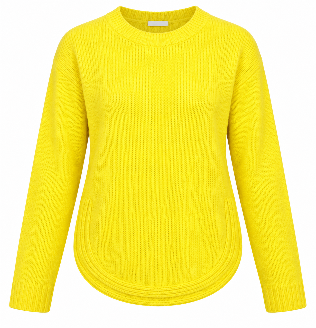 MANGO women’s bright yellow knitted jumper in UK Size M. Stylish crew neck, long sleeves and rounded hem, ideal for casual and everyday wear.