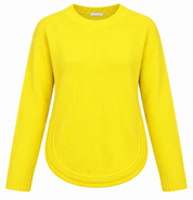 MANGO women’s bright yellow knitted jumper in UK Size M. Stylish crew neck, long sleeves and rounded hem, ideal for casual and everyday wear.