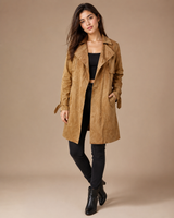 Manteau Womens Tan Faux Suede Trench Coat