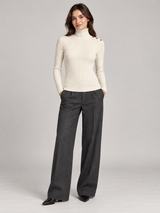 MARCIANO Women Cream Ribbed Turtleneck Jumper