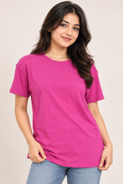 Marks & Spencer women’s bright pink crew neck T-shirt in UK Size S. A comfortable short-sleeve casual essential for effortless everyday styling.