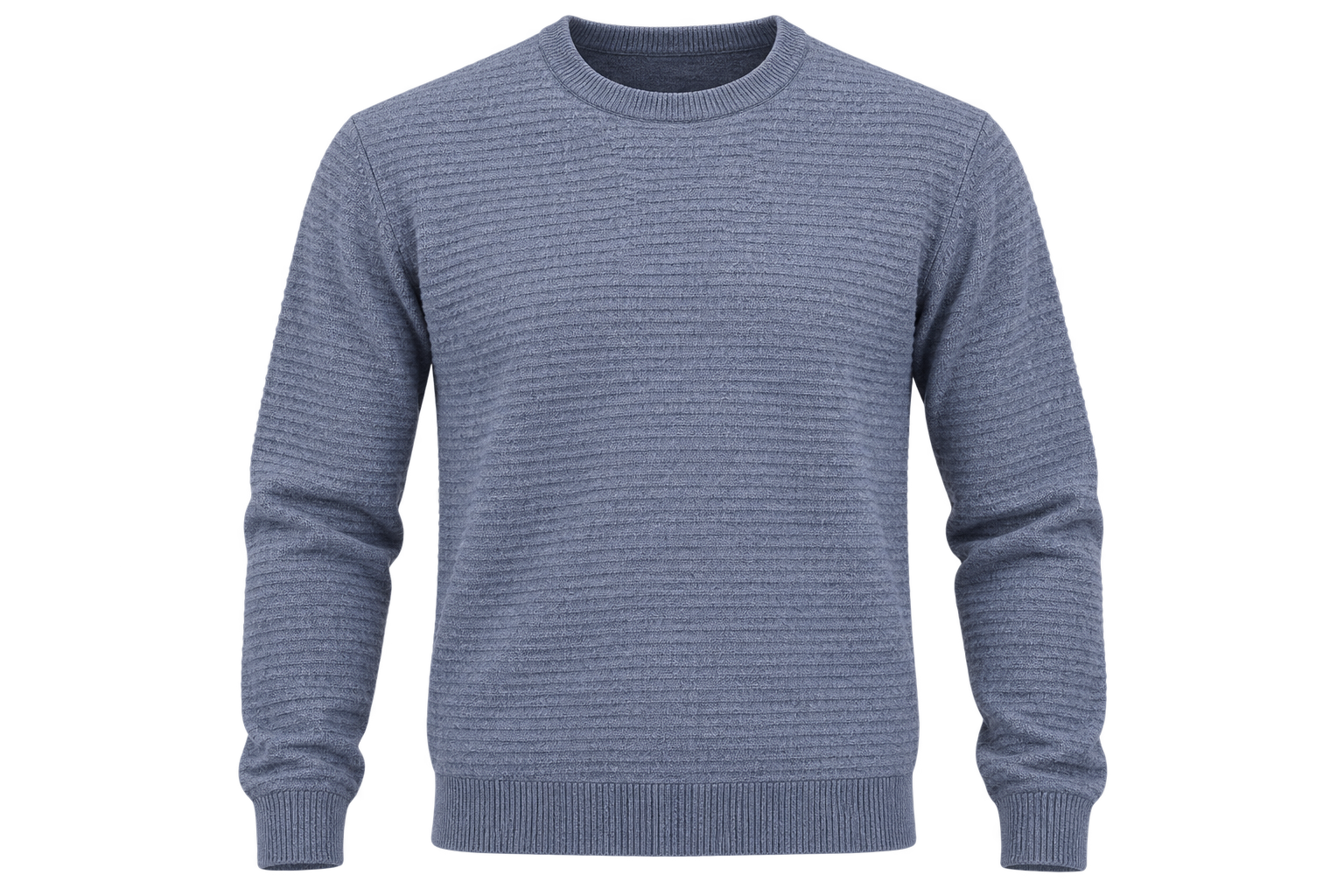  Matinique men’s blue grey textured crew neck jumper in UK Size L. A stylish long-sleeve knit sweater ideal for casual and smart-casual wear.