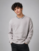 MAUVAIS Mens Grey Sweatshirt  Crew Neck Long Sleeve Jumper