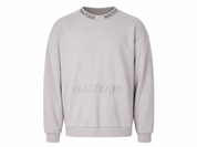   MAUVAIS men's grey sweatshirt in UK size M. Stylish crew neck design with long sleeves, branded collar and raised front logo, perfect for casual and streetwear looks.