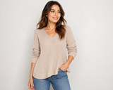 ME+EM Womens Beige Knit V-Neck Jumper