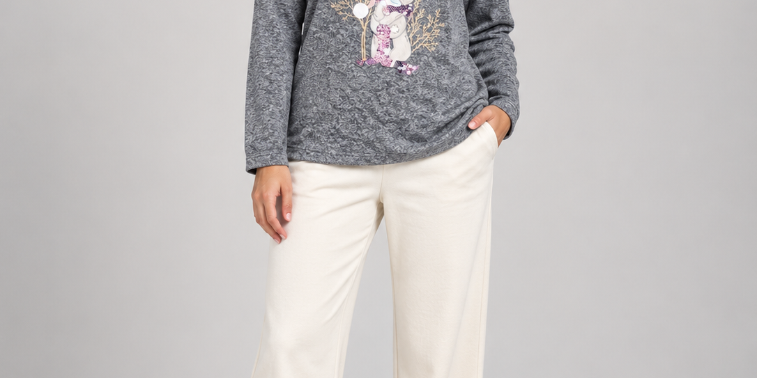  Me to You women’s grey marl long sleeve top in UK L, featuring a Make a Wish graphic and sequin details. Chest 21”, length 23”.