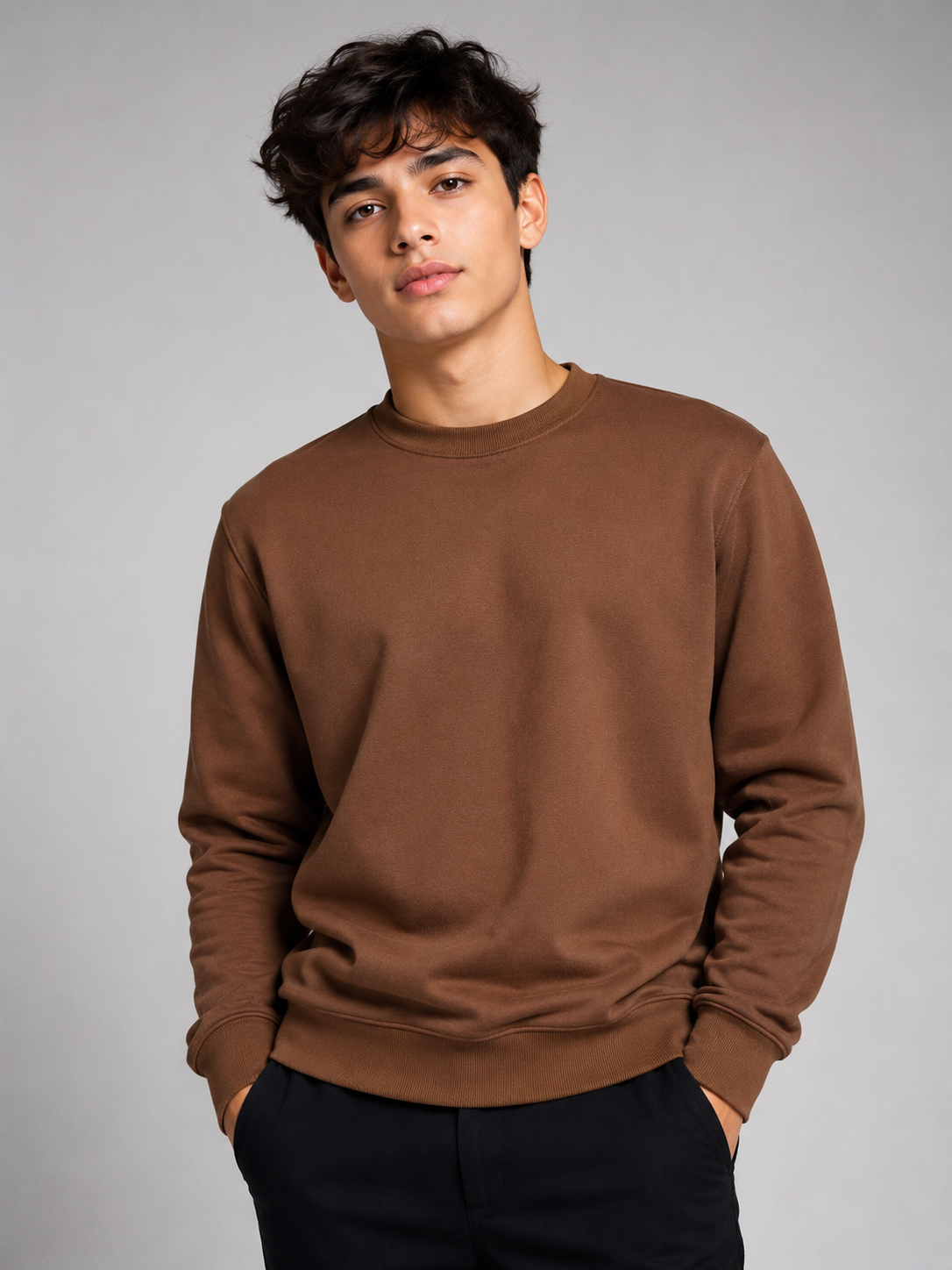 mens-brown-crew-neck-sweatshirt