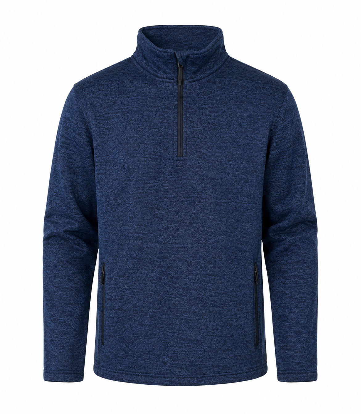 PARK side men's navy blue quarter zip fleece pullover with textured finish, high collar and zip pockets. UK size 20-25, ideal for casual and outdoor wear.
