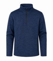 PARK side men's navy blue quarter zip fleece pullover with textured finish, high collar and zip pockets. UK size 20-25, ideal for casual and outdoor wear.