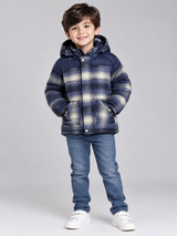 Mini Club Boys’ Navy Blue & Cream Plaid Hooded