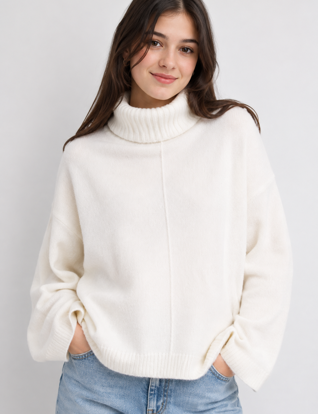 MISS SELFRIDGE ivory turtleneck knit jumper in UK Size 10. A stylish, cozy and versatile women's sweater perfect for casual and winter outfits.