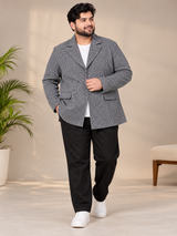MISSGUIDED Men Black & White Check Double-Breasted Blazer