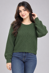 MISSGUIDED Olive Green Chunky Knit Sweater Jumper