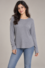 MITZY women Grey Lightweight Knit Long Sleeve Top