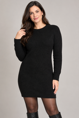 MNG Black Ribbed Knit Sweater Dress