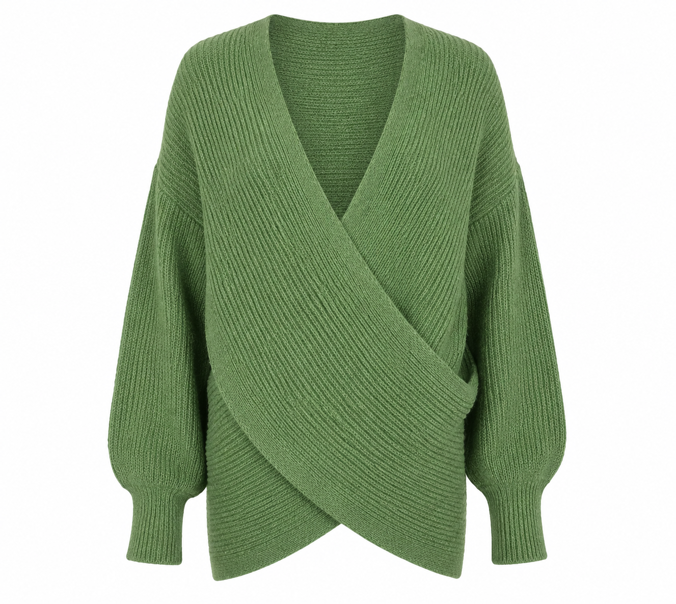 MONSOON Green Shawl Knit Wrap Sweater in UK XL. Featuring a textured ribbed knit, stylish wrap-front design and long sleeves, perfect for cosy seasonal outfits.