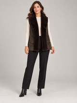 Monsoon Women Brown Faux Shearling Open Front Gilet