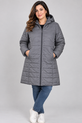 Mountain Warehouse Women Grey Hooded Quilted Puffer Coat