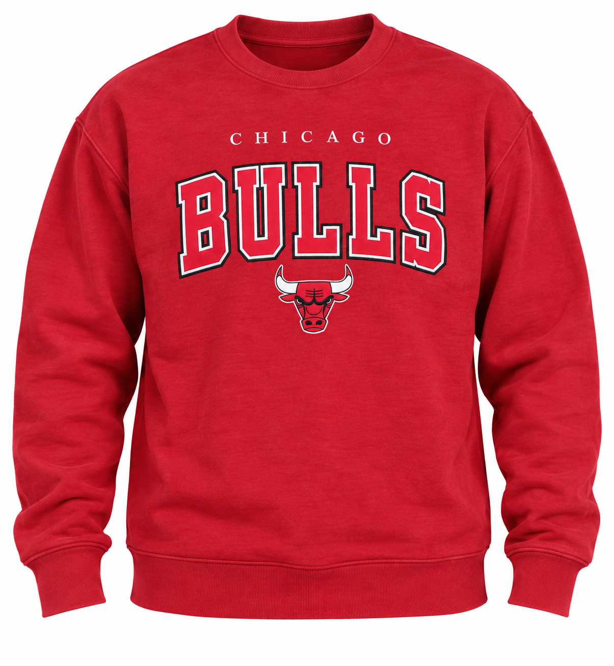 NBA Chicago Bulls men's red graphic sweatshirt in UK 3XL. Chest 26", length 26". Sporty crewneck style for casual streetwear.