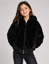 New Look Girls Black Faux Fur Hooded Jacket