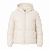 NEW LOOK Girls Cream Hooded Puffer Jacket in UK 12-13 Years. Quilted padded design with hood, zip fastening and front pockets. Rated 4/5.