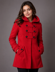  New Look Girls Red Hooded Coat, UK Size 14. Stylish winter coat with cosy hood, front fastening and practical pockets.