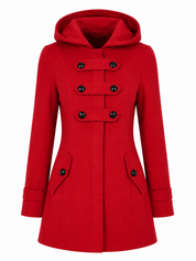  New Look Girls Red Hooded Coat, UK Size 14. Stylish winter coat with cosy hood, front fastening and practical pockets.