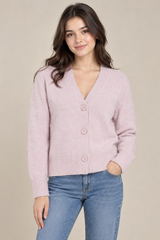 NEW LOOK Ladies Pink Knitted V-Neck Cardigan